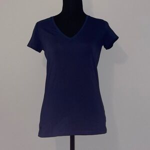 Lilly Pulitzer Navy Blue V Neck Pima Cotton Spandex T Shirt Top XS